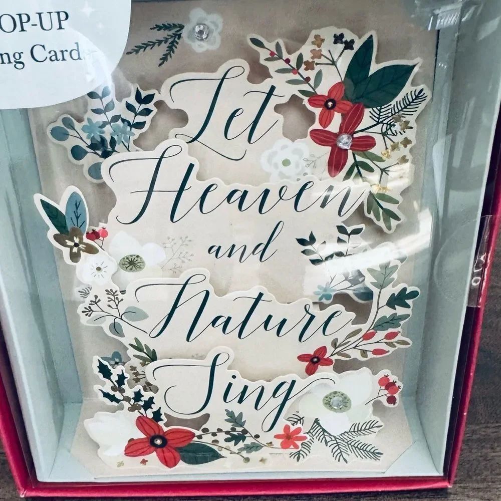 Pop Up Floral Holiday Let Heaven and Nature Sing Christmas Cards